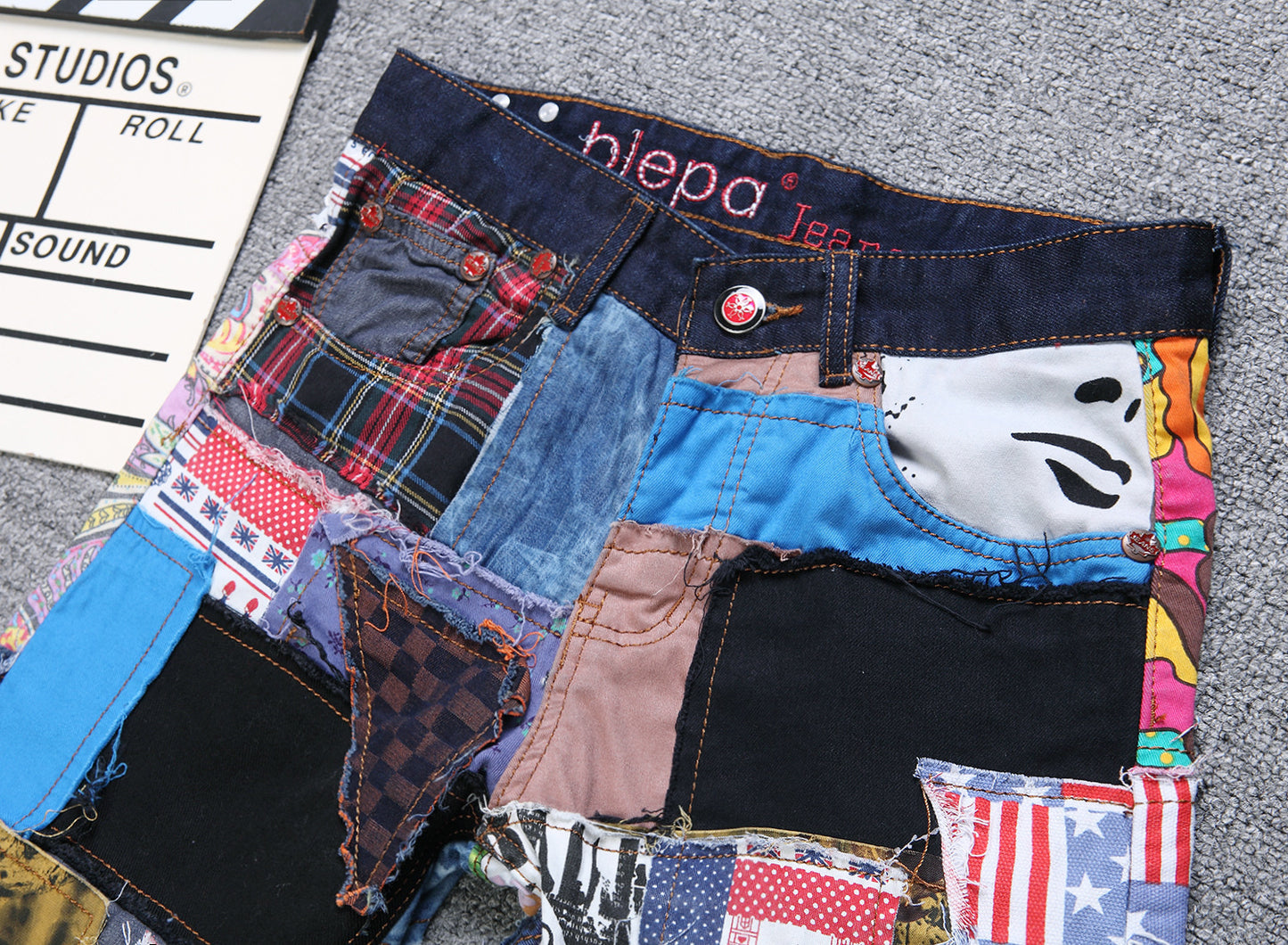 Straight Fit Patch Jeans