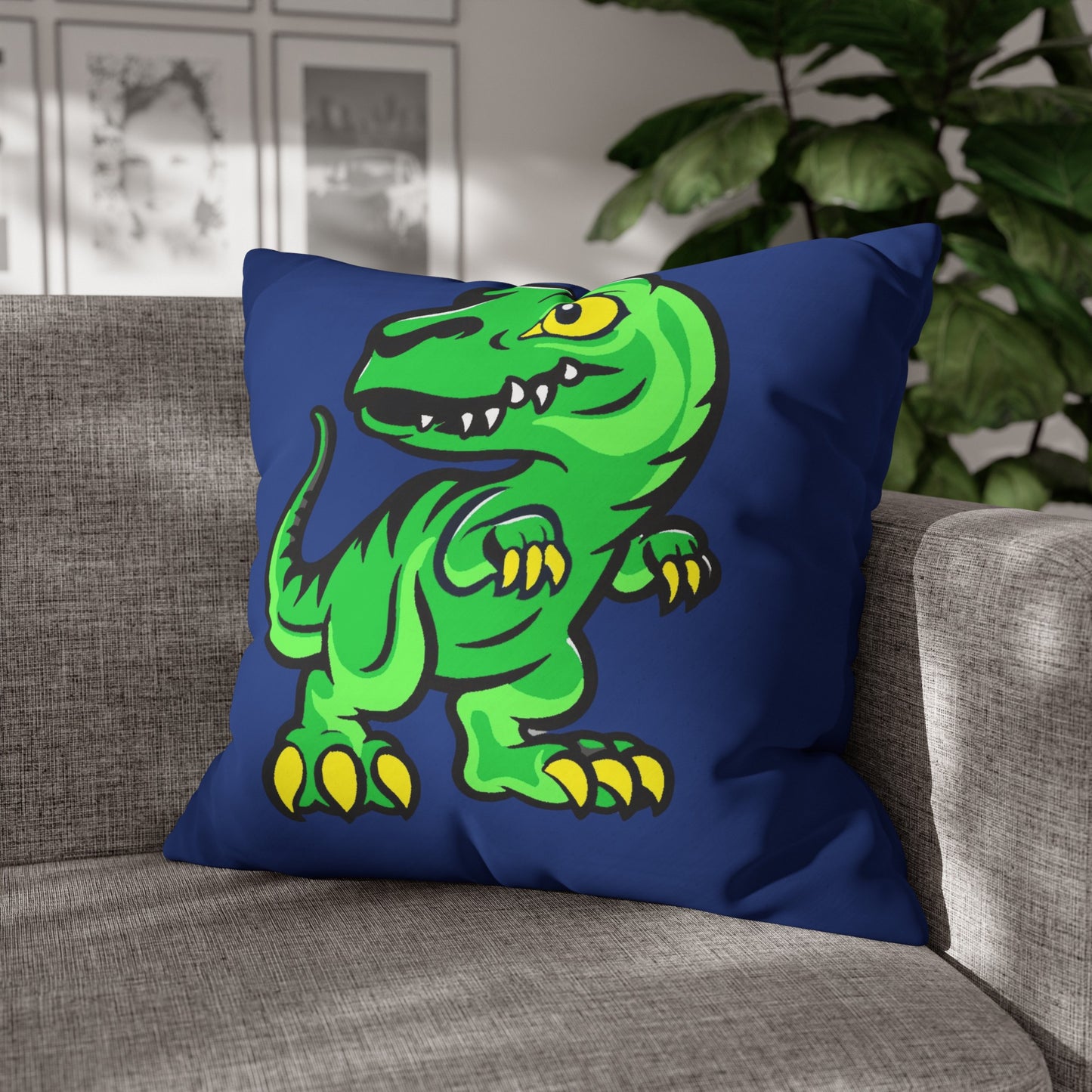 Dinosaur Blue Polyester Pillowcase