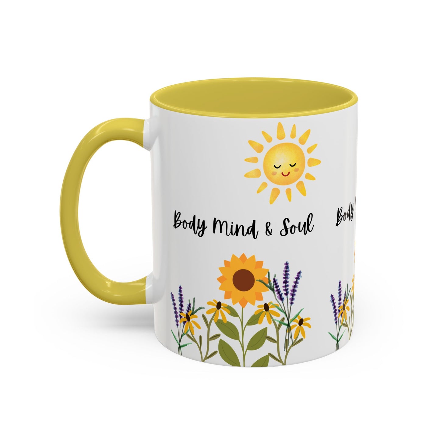 Colorful-Body Mind & Soul Sunflower Design Mug