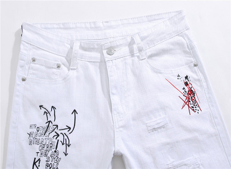 Shredded Embroidery Jeans
