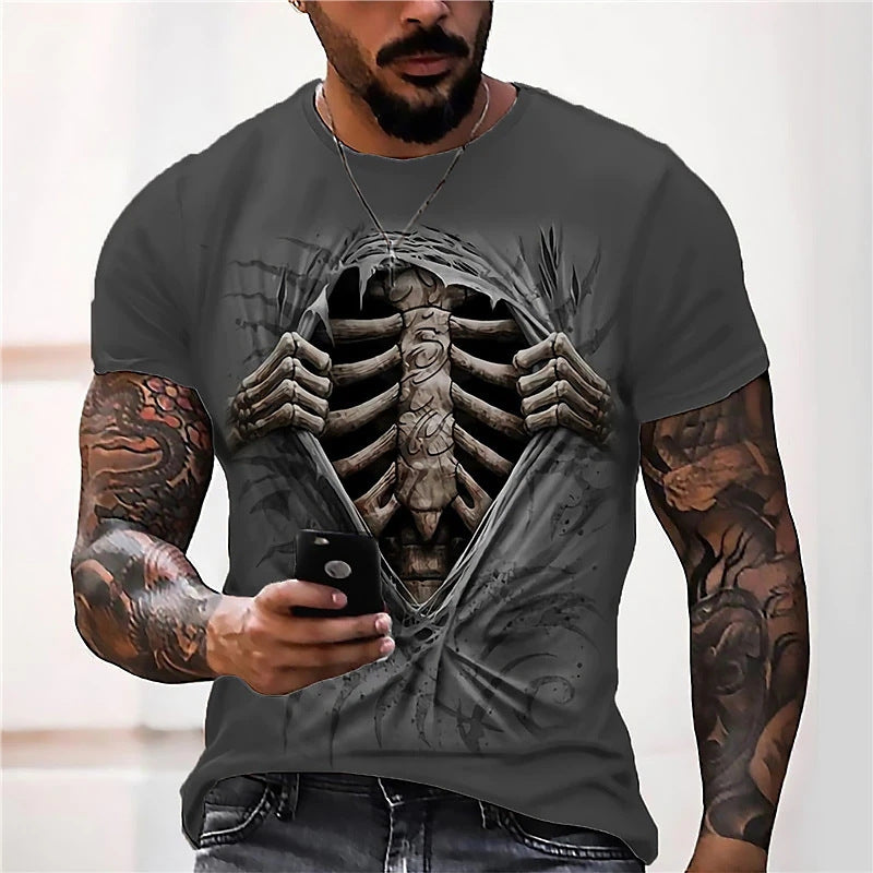 Skeletal 3D Print Short Sleeve T-shirt