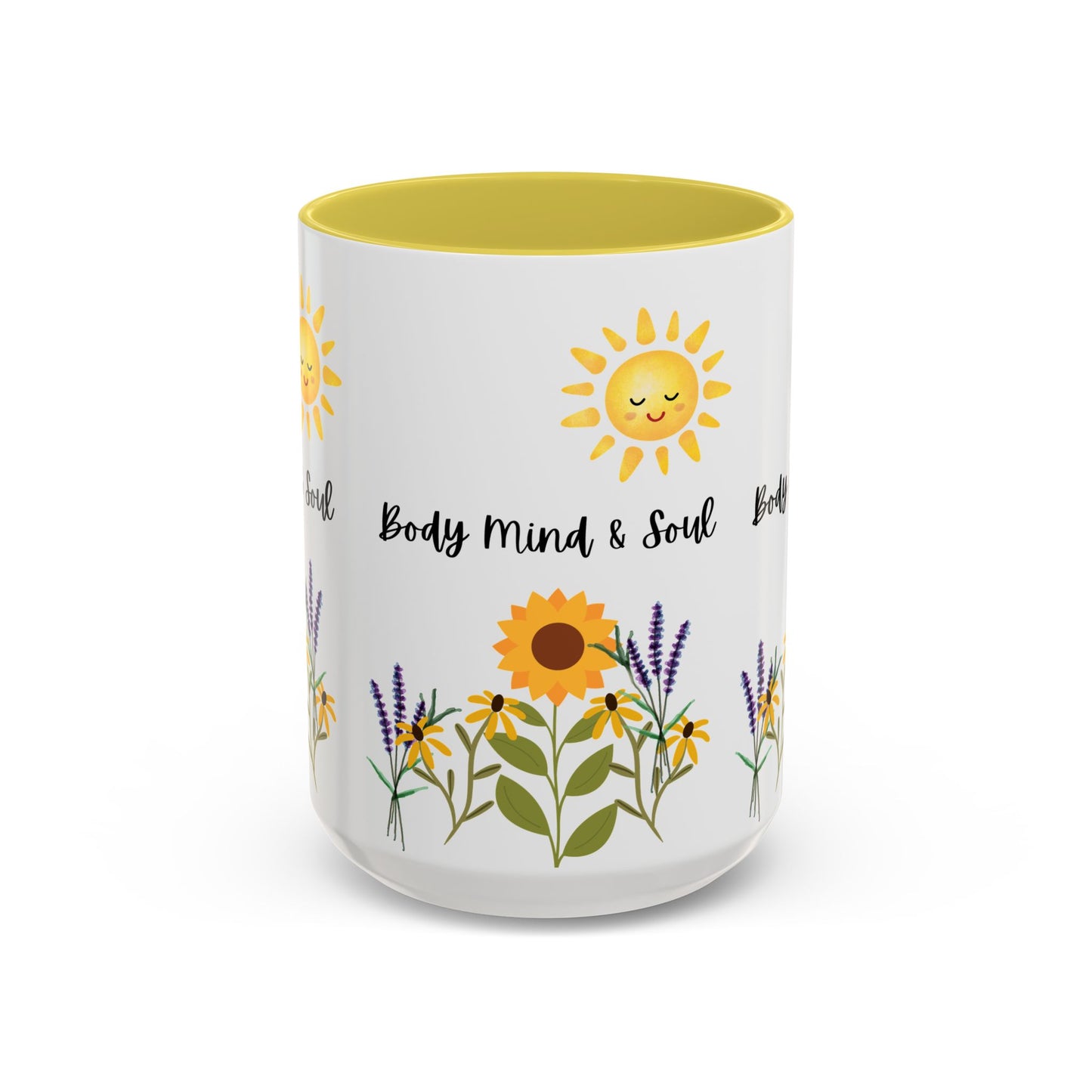 Colorful-Body Mind & Soul Sunflower Design Mug