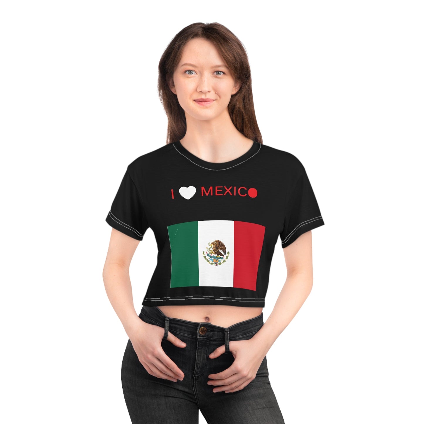 Mexico Black Crop Tee