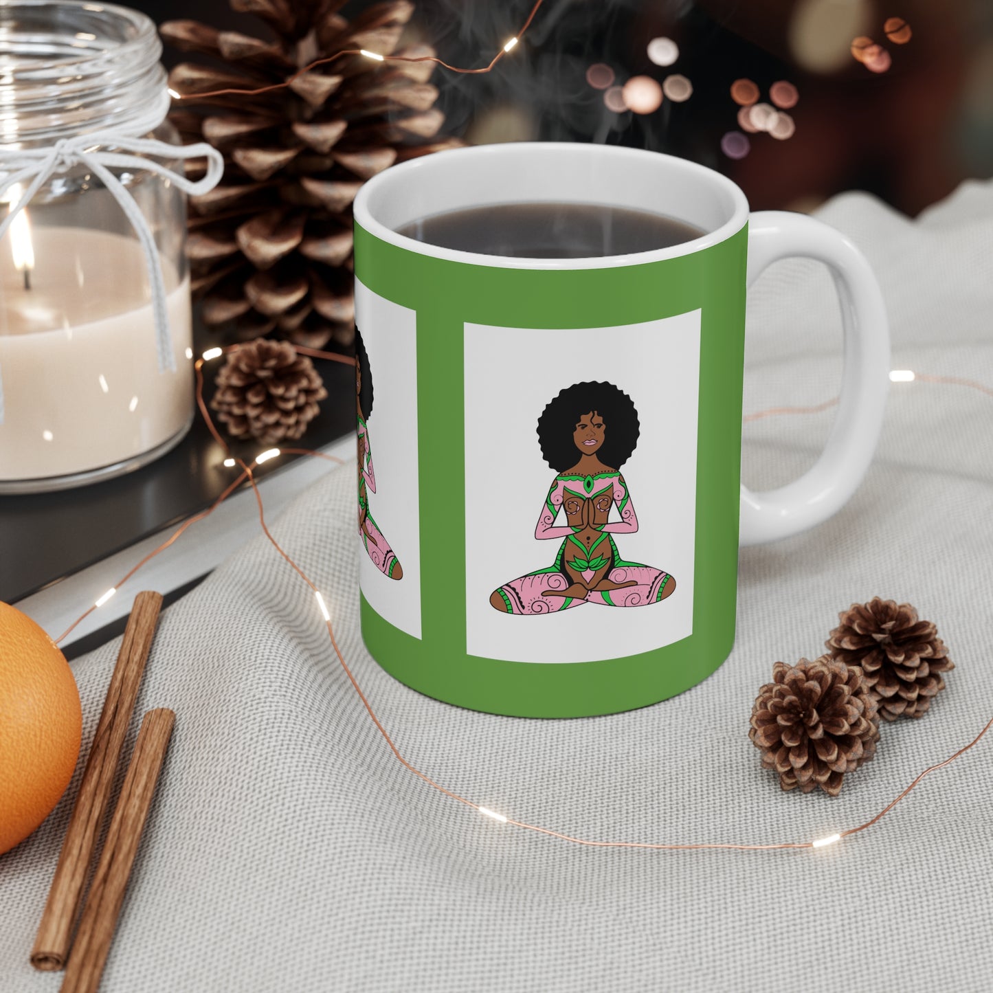 Green/Pink/White Mug 11oz