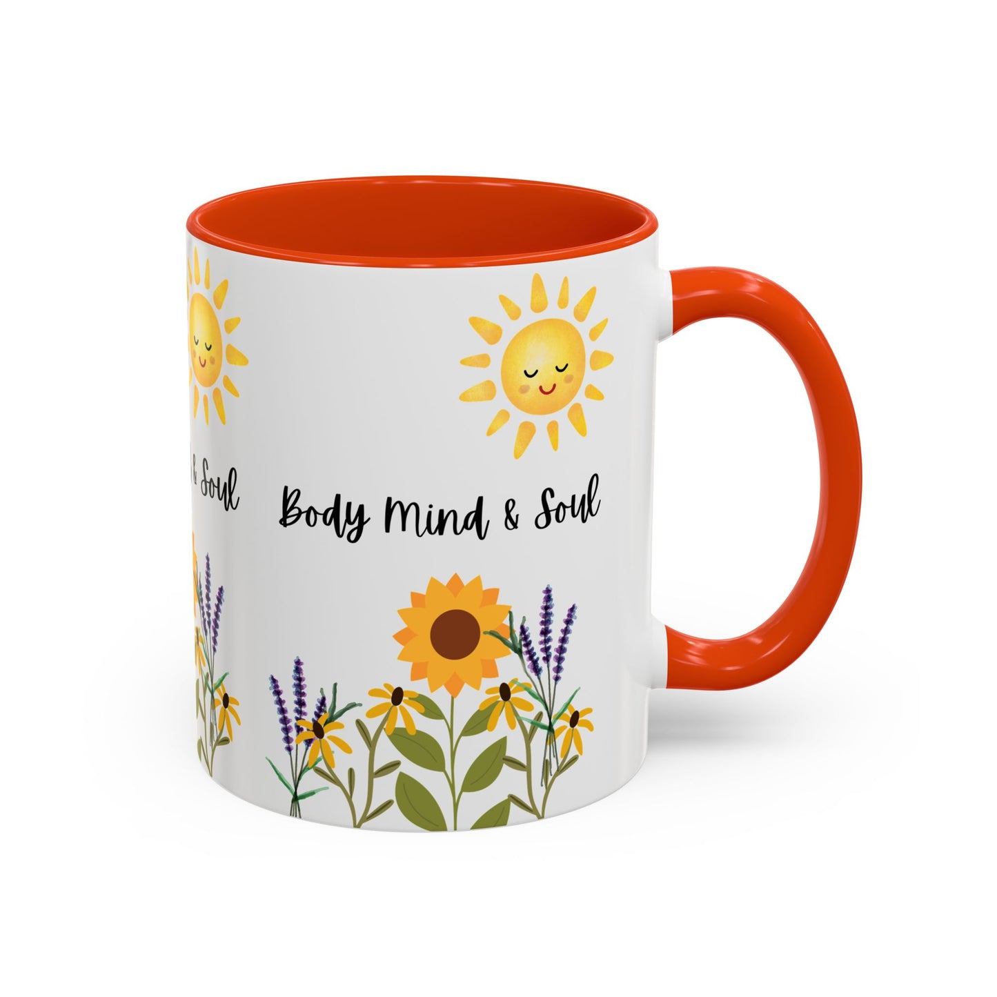 Colorful-Body Mind & Soul Sunflower Design Mug