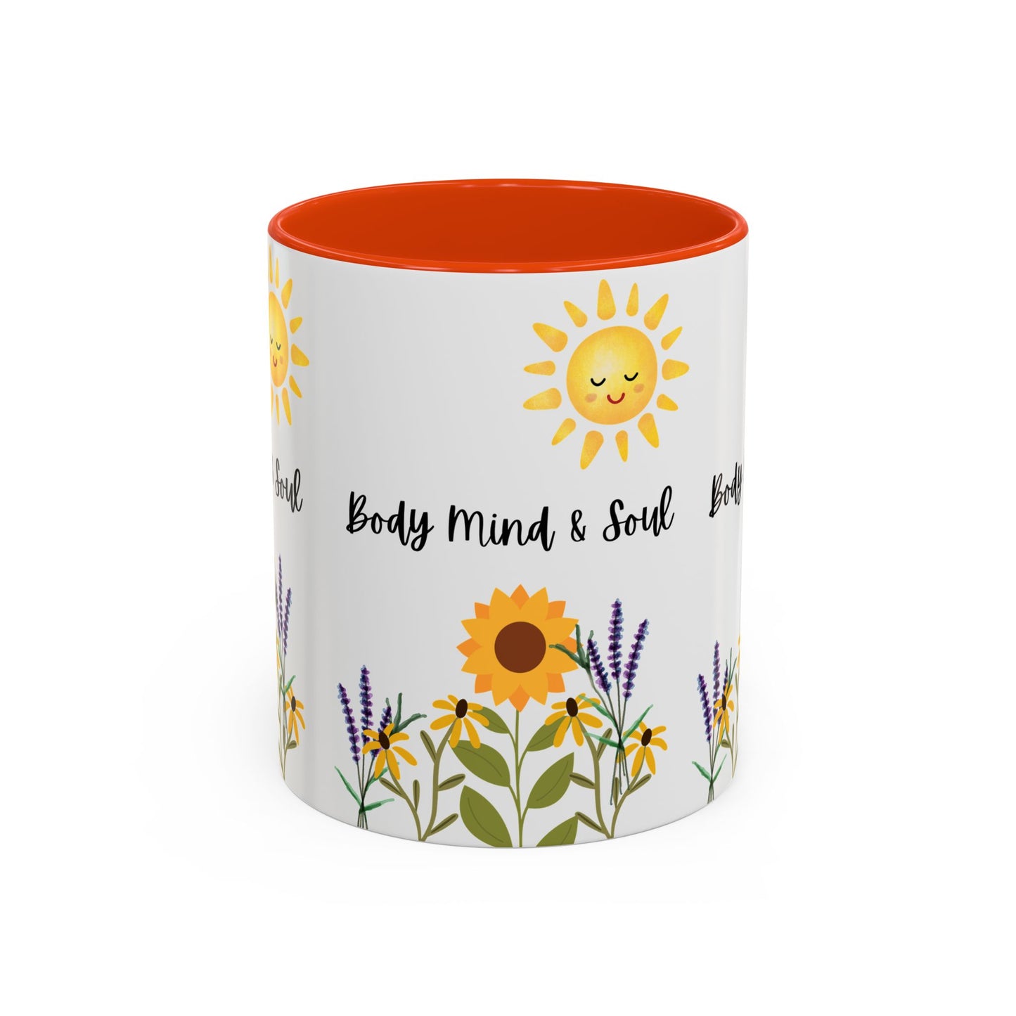 Colorful-Body Mind & Soul Sunflower Design Mug