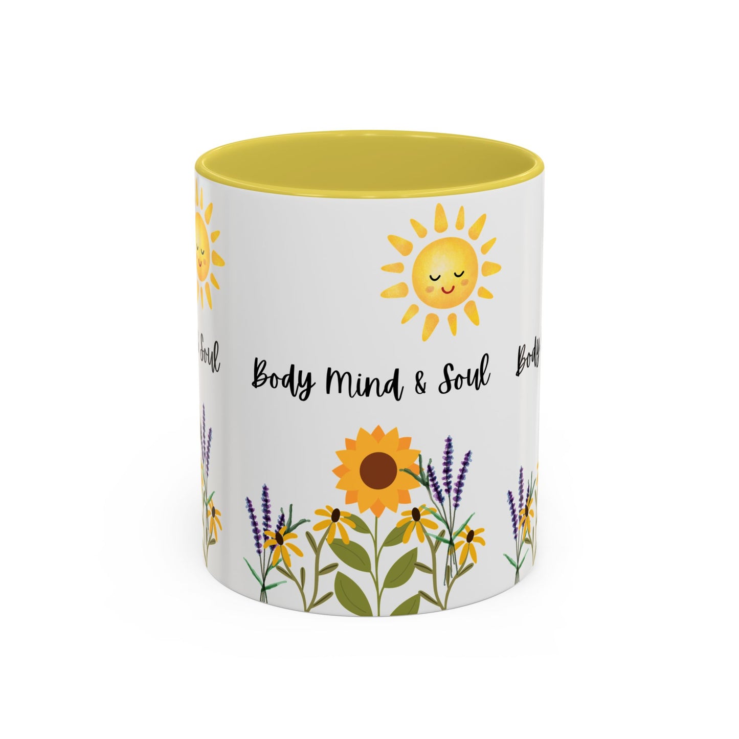 Colorful-Body Mind & Soul Sunflower Design Mug