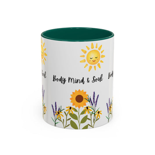 Colorful-Body Mind & Soul Sunflower Design Mug