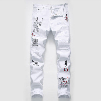 Shredded Embroidery Jeans