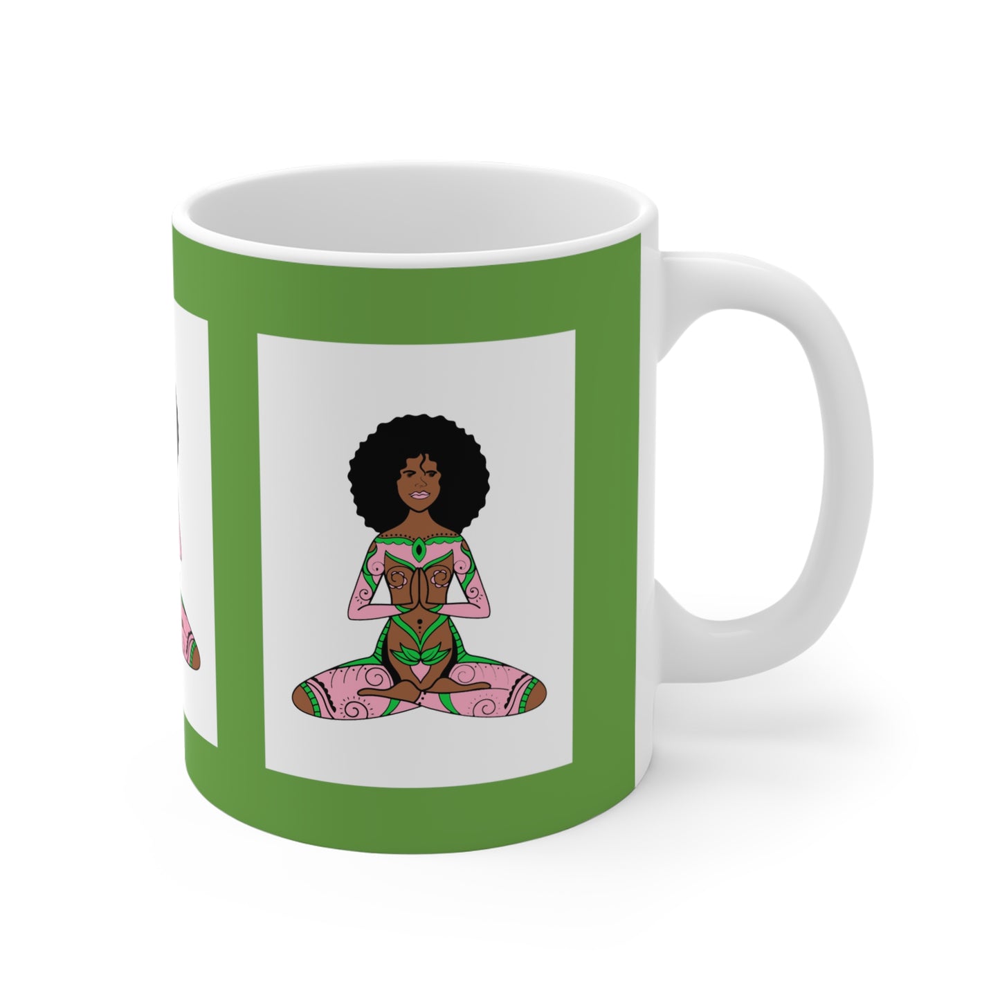 Green/Pink/White Mug 11oz