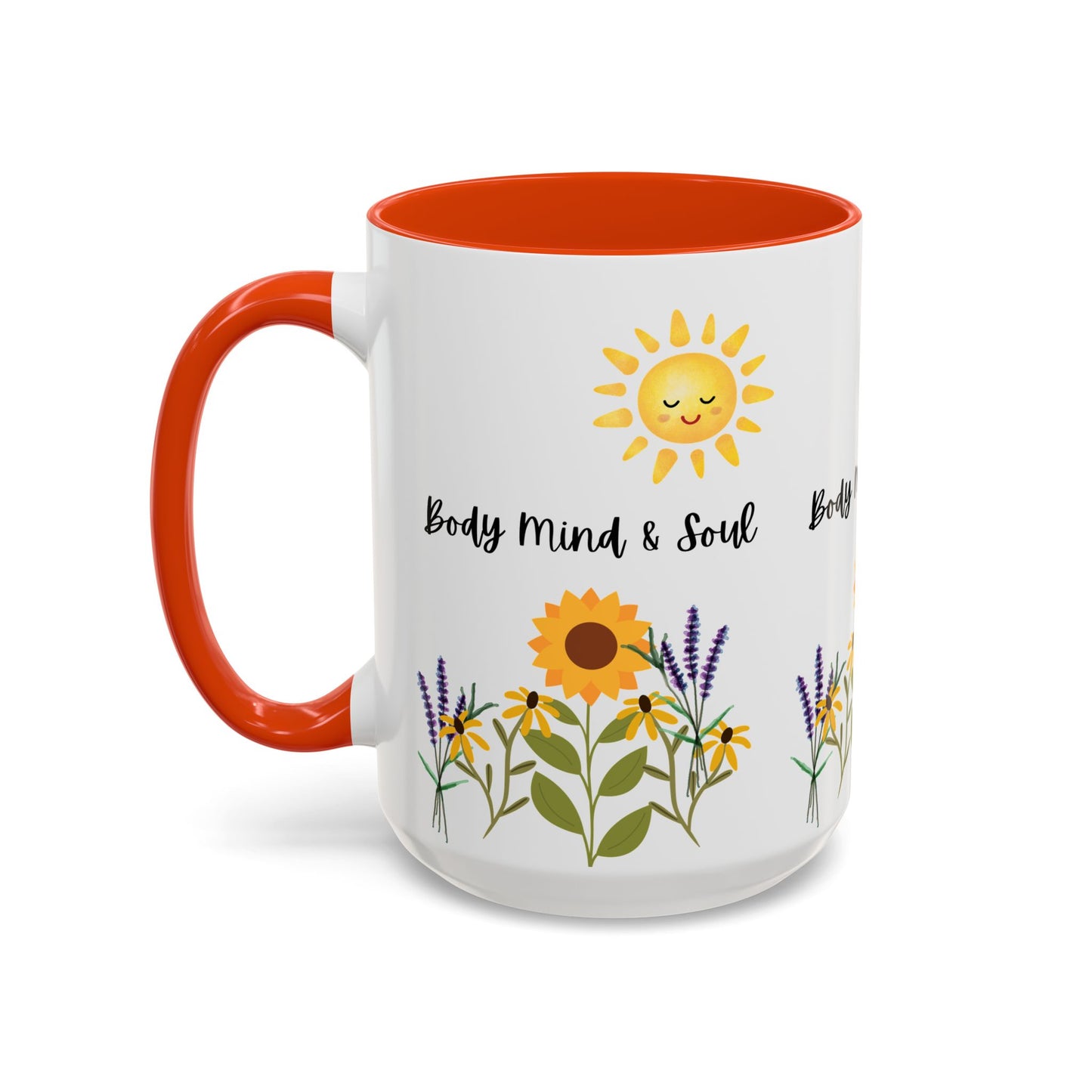 Colorful-Body Mind & Soul Sunflower Design Mug