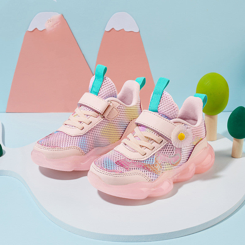 Girls Shoes Mesh Sneakers Fashion Trend Small Flowers