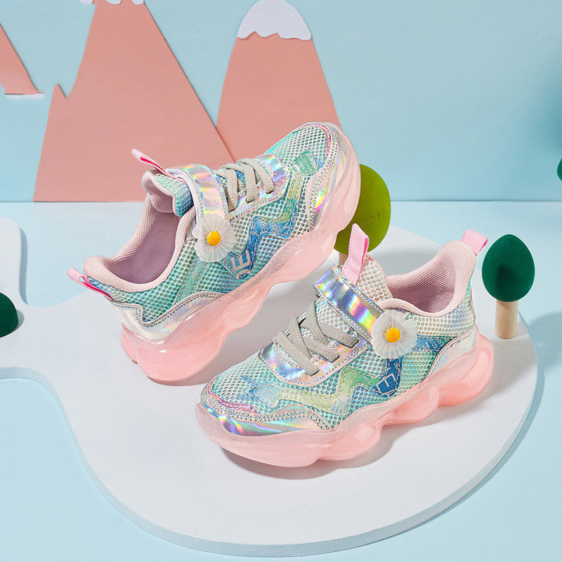 Girls Shoes Mesh Sneakers Fashion Trend Small Flowers