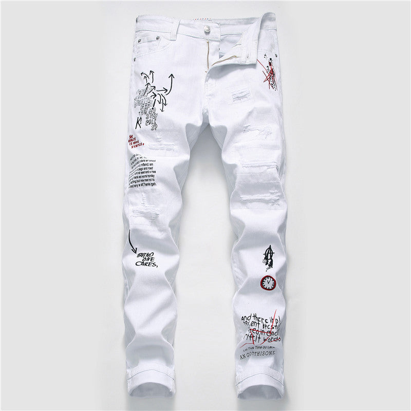 Shredded Embroidery Jeans