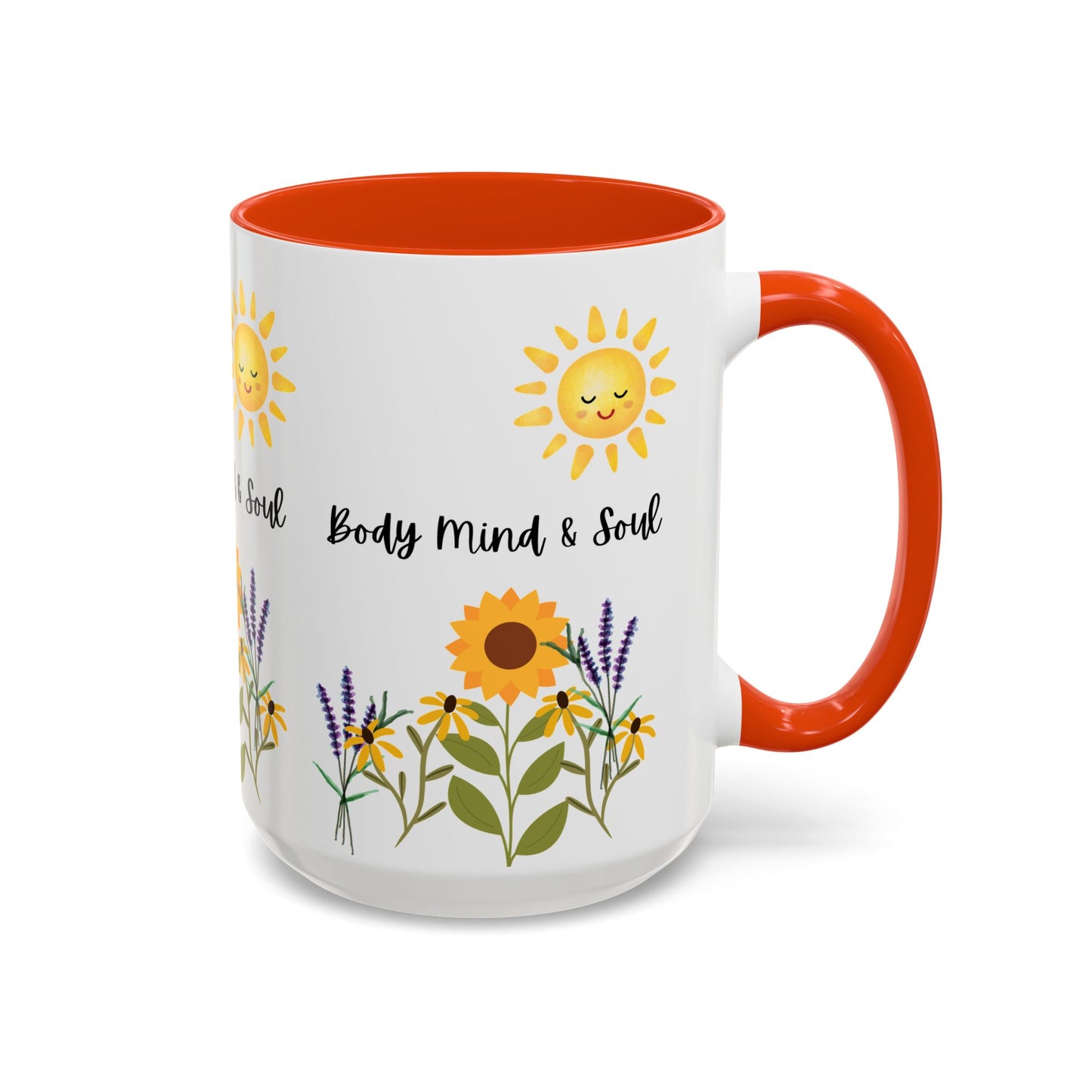 Colorful-Body Mind & Soul Sunflower Design Mug