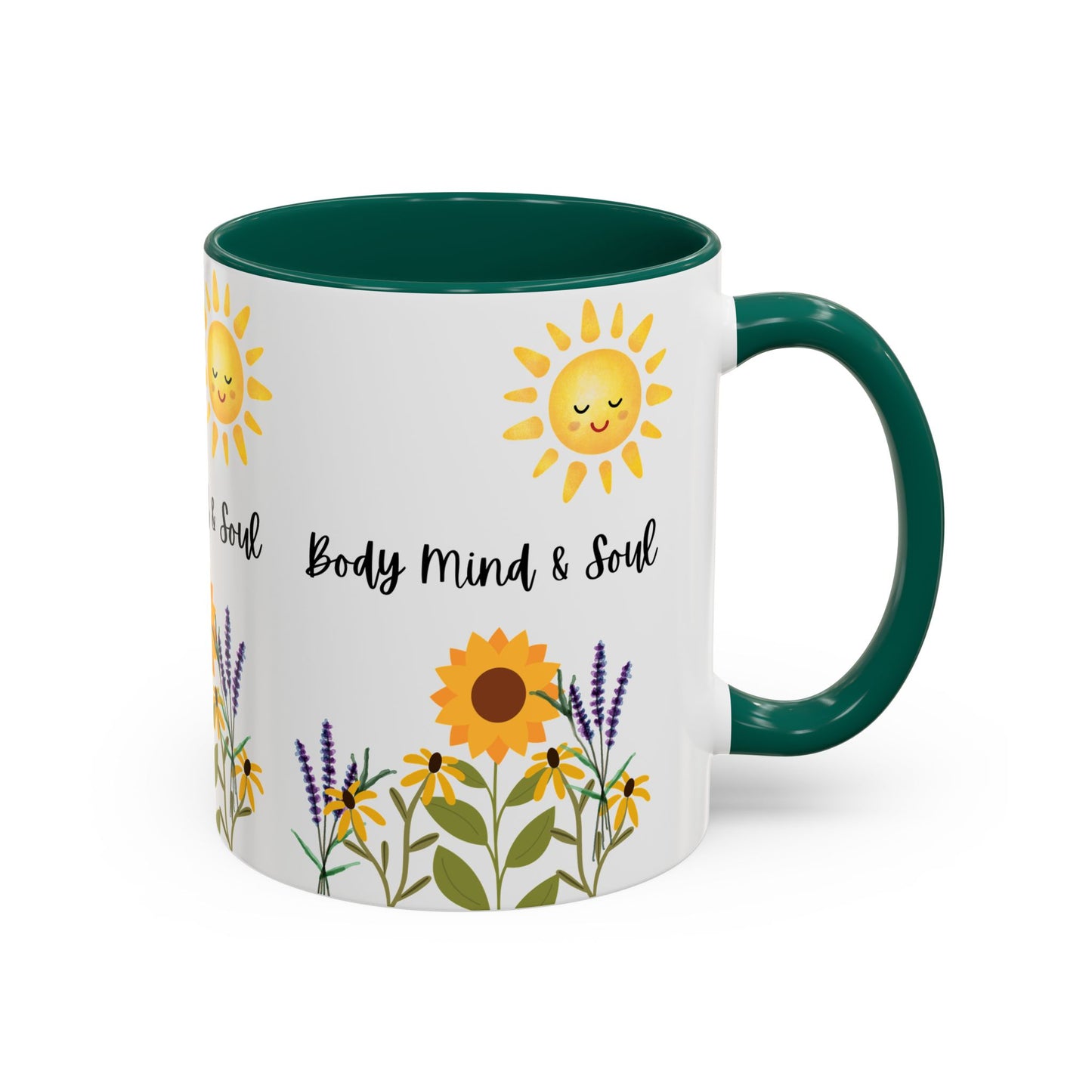 Colorful-Body Mind & Soul Sunflower Design Mug