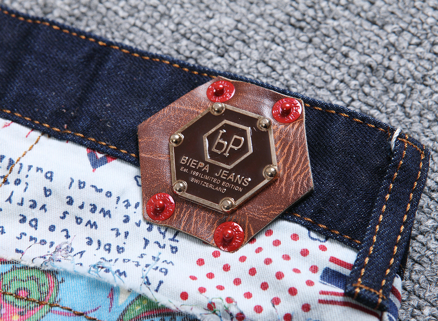 Straight Fit Patch Jeans