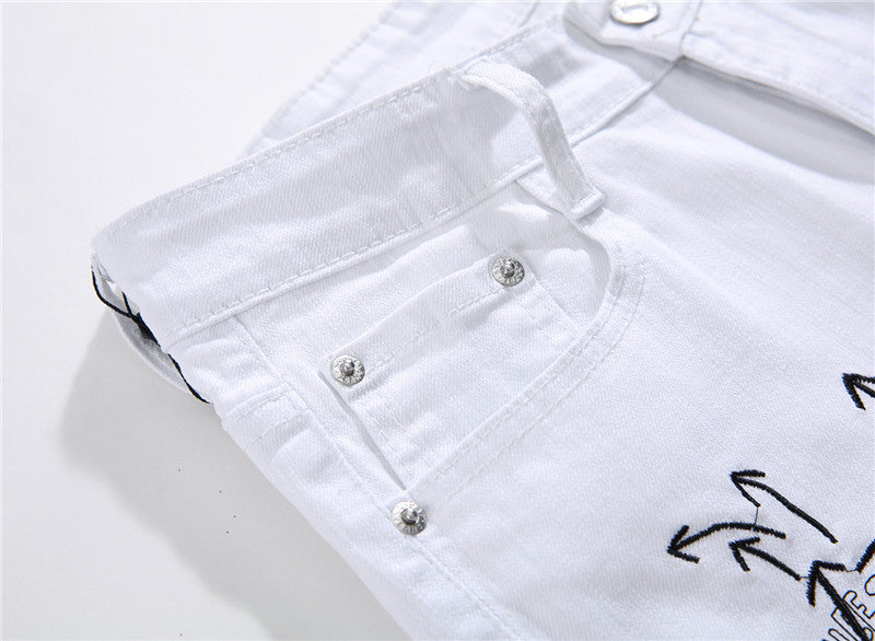 Shredded Embroidery Jeans