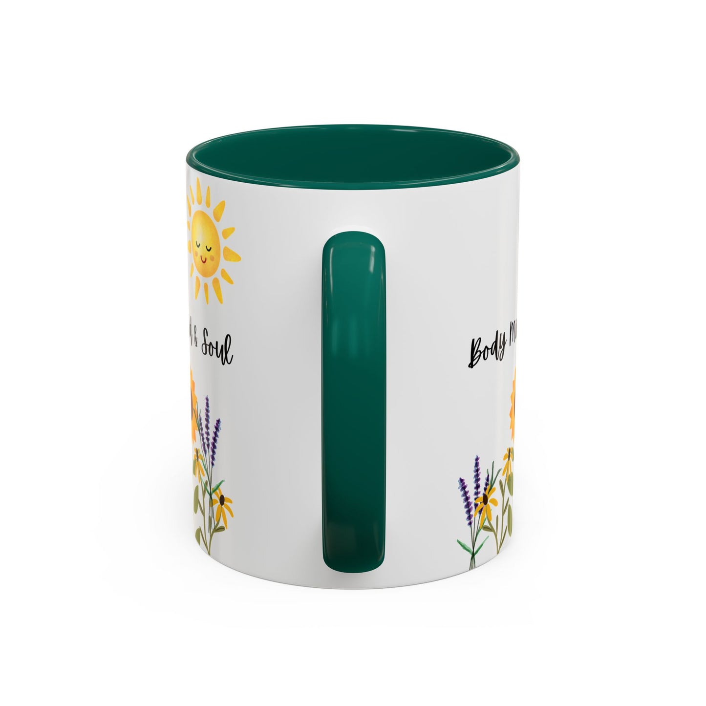 Colorful-Body Mind & Soul Sunflower Design Mug