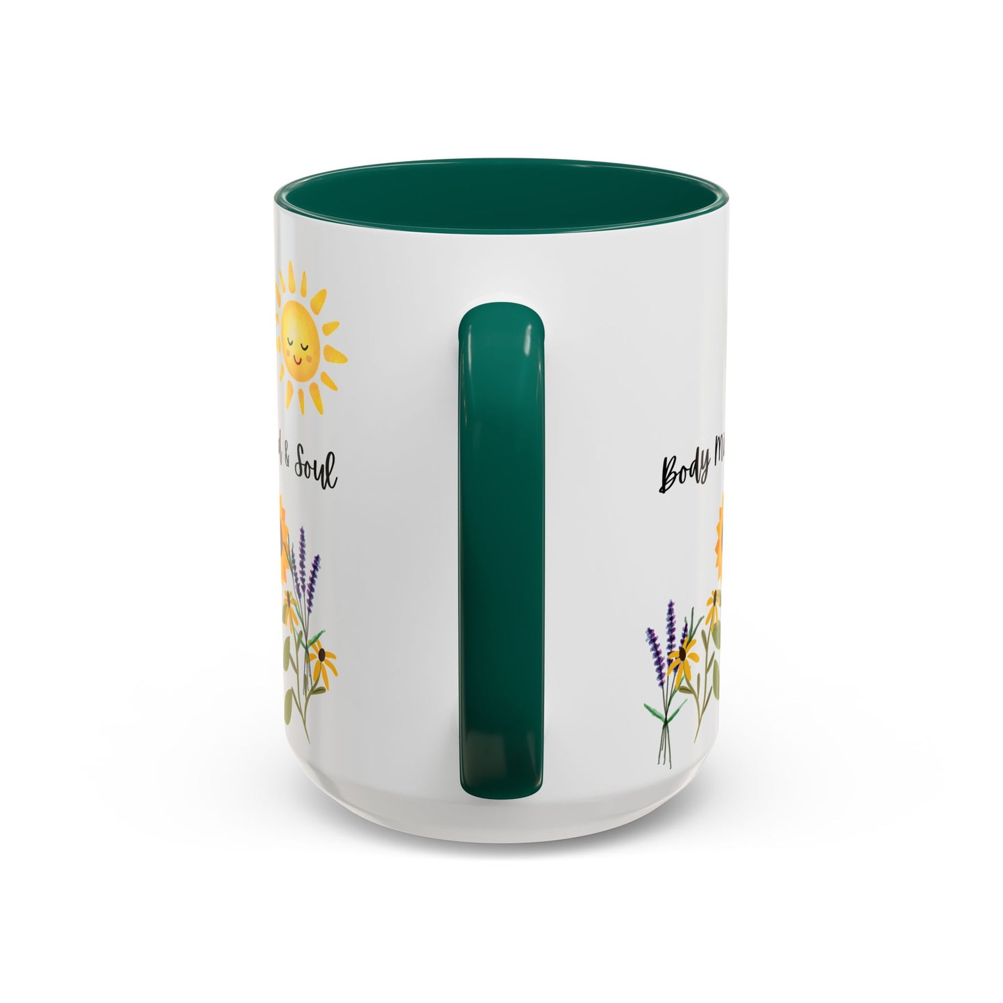 Colorful-Body Mind & Soul Sunflower Design Mug