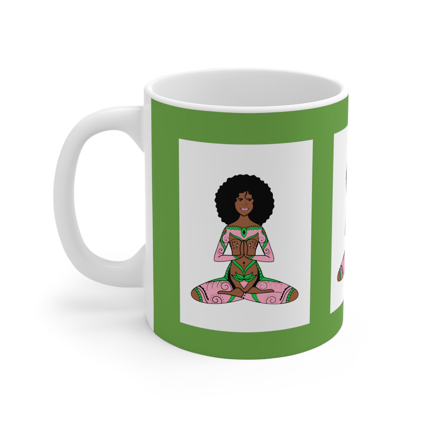 Green/Pink/White Mug 11oz