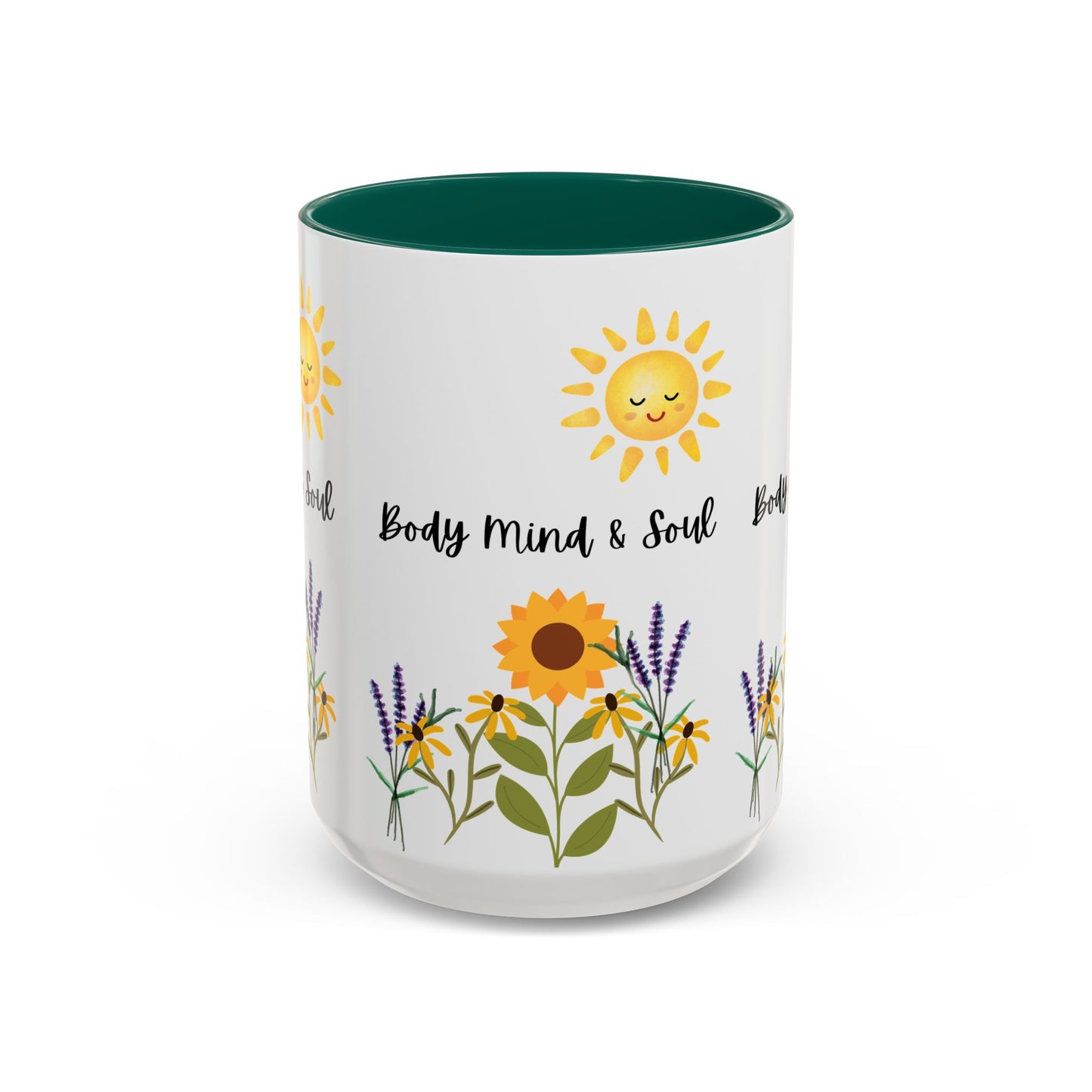Colorful-Body Mind & Soul Sunflower Design Mug