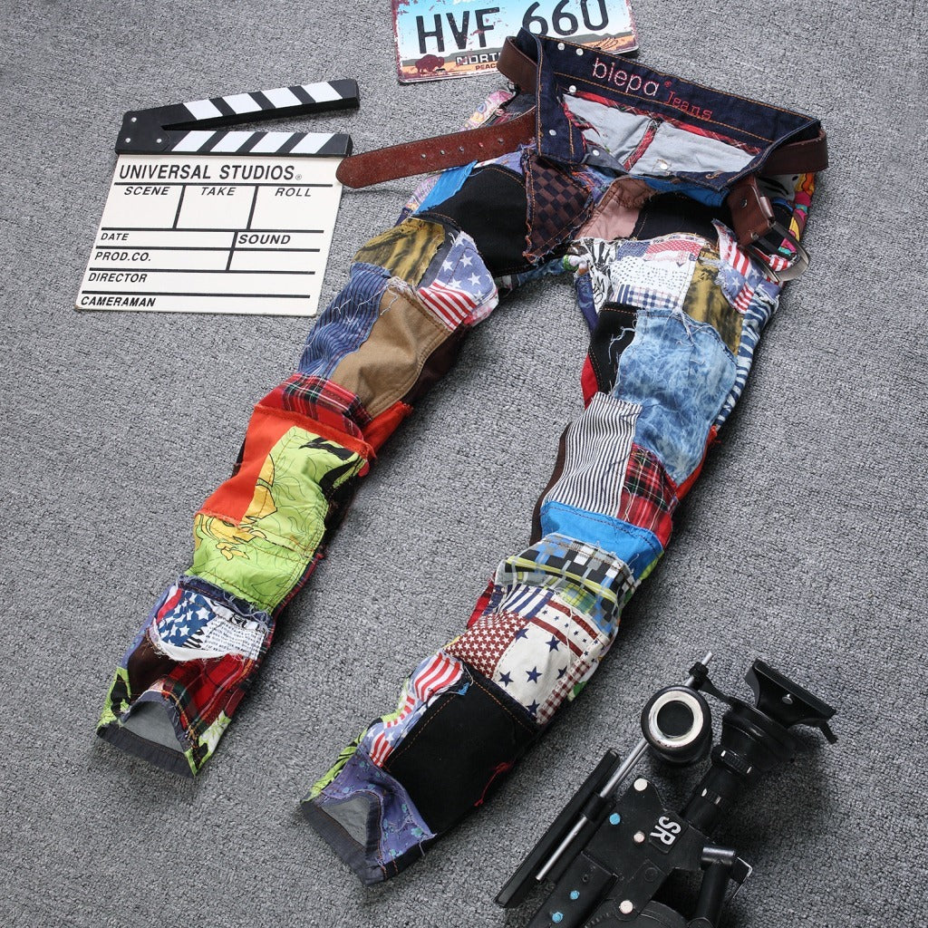 Straight Fit Patch Jeans