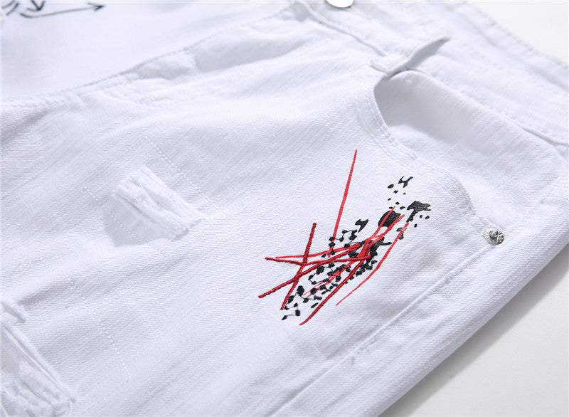 Shredded Embroidery Jeans