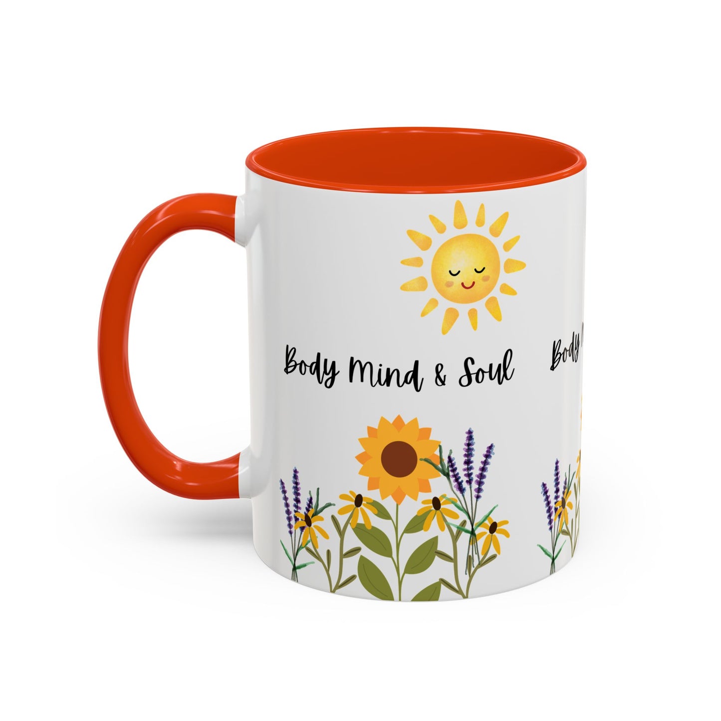 Colorful-Body Mind & Soul Sunflower Design Mug