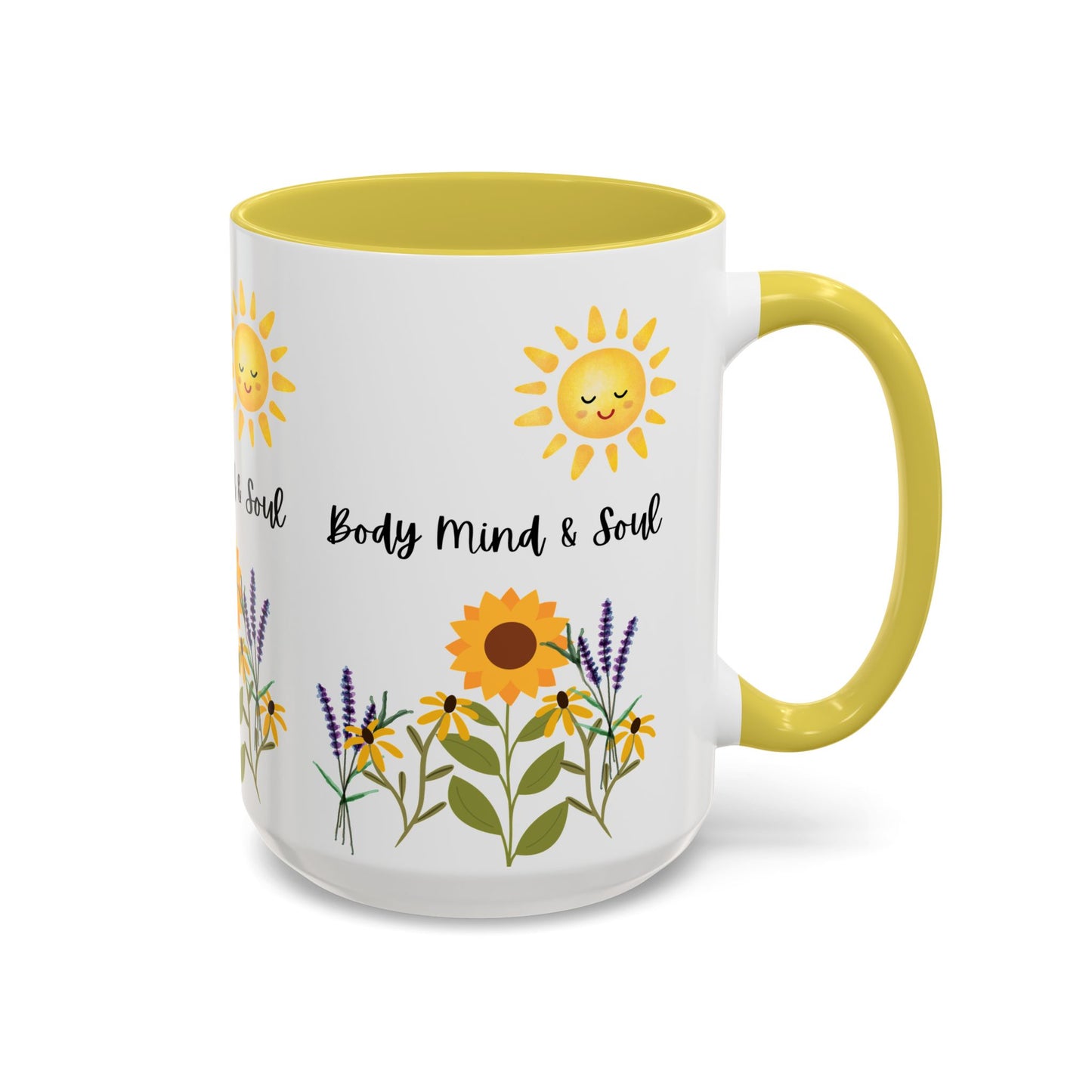 Colorful-Body Mind & Soul Sunflower Design Mug