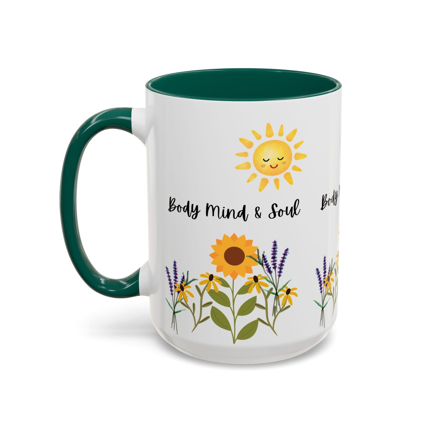 Colorful-Body Mind & Soul Sunflower Design Mug