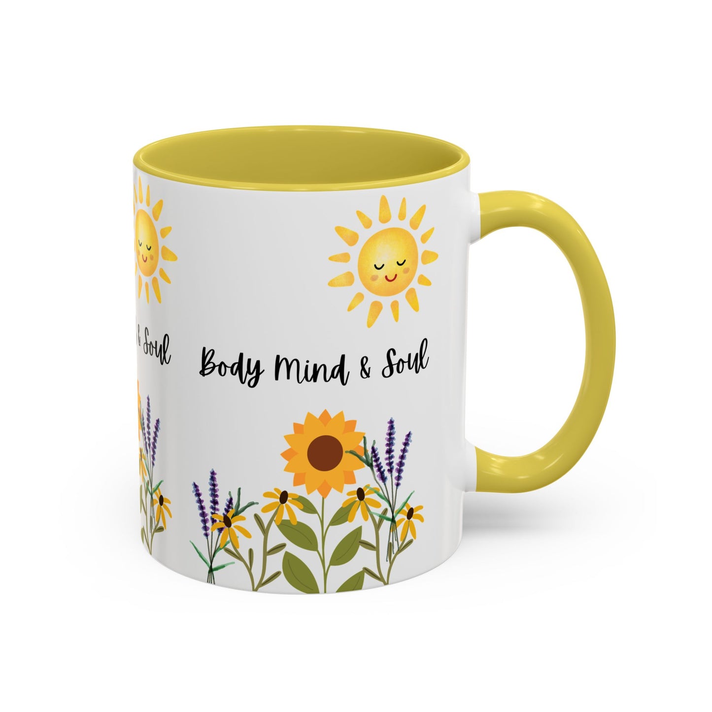 Colorful-Body Mind & Soul Sunflower Design Mug