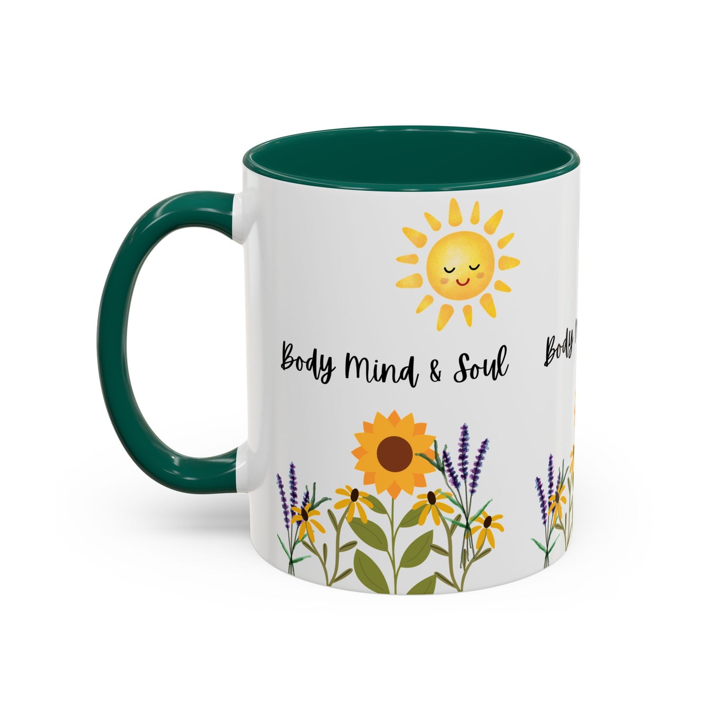Colorful-Body Mind & Soul Sunflower Design Mug