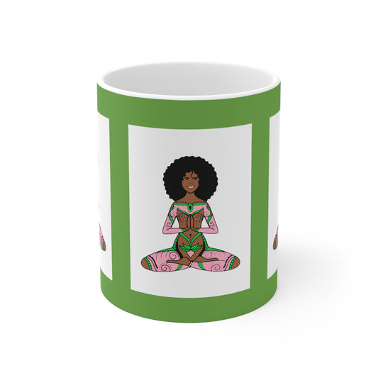 Green/Pink/White Mug 11oz