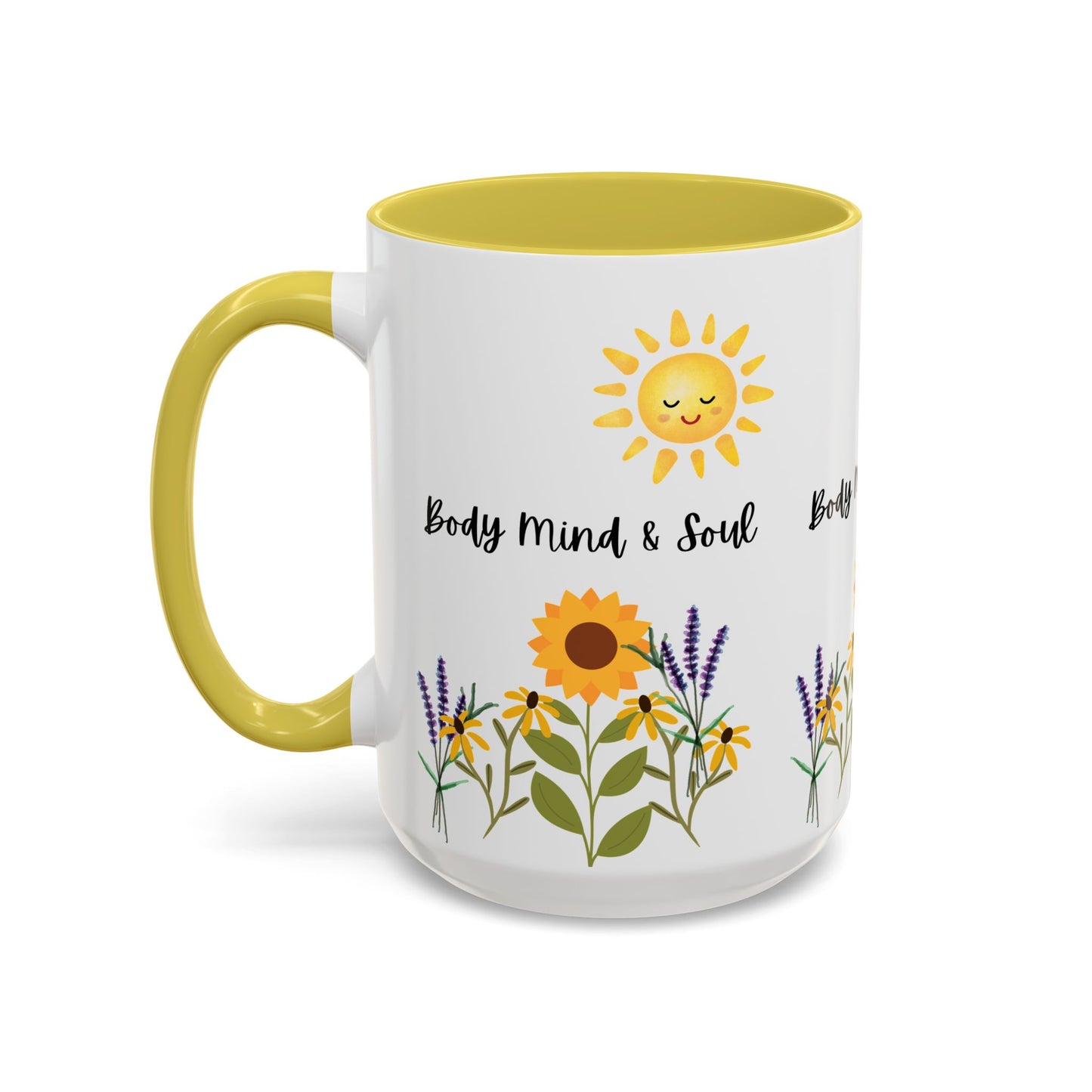 Colorful-Body Mind & Soul Sunflower Design Mug