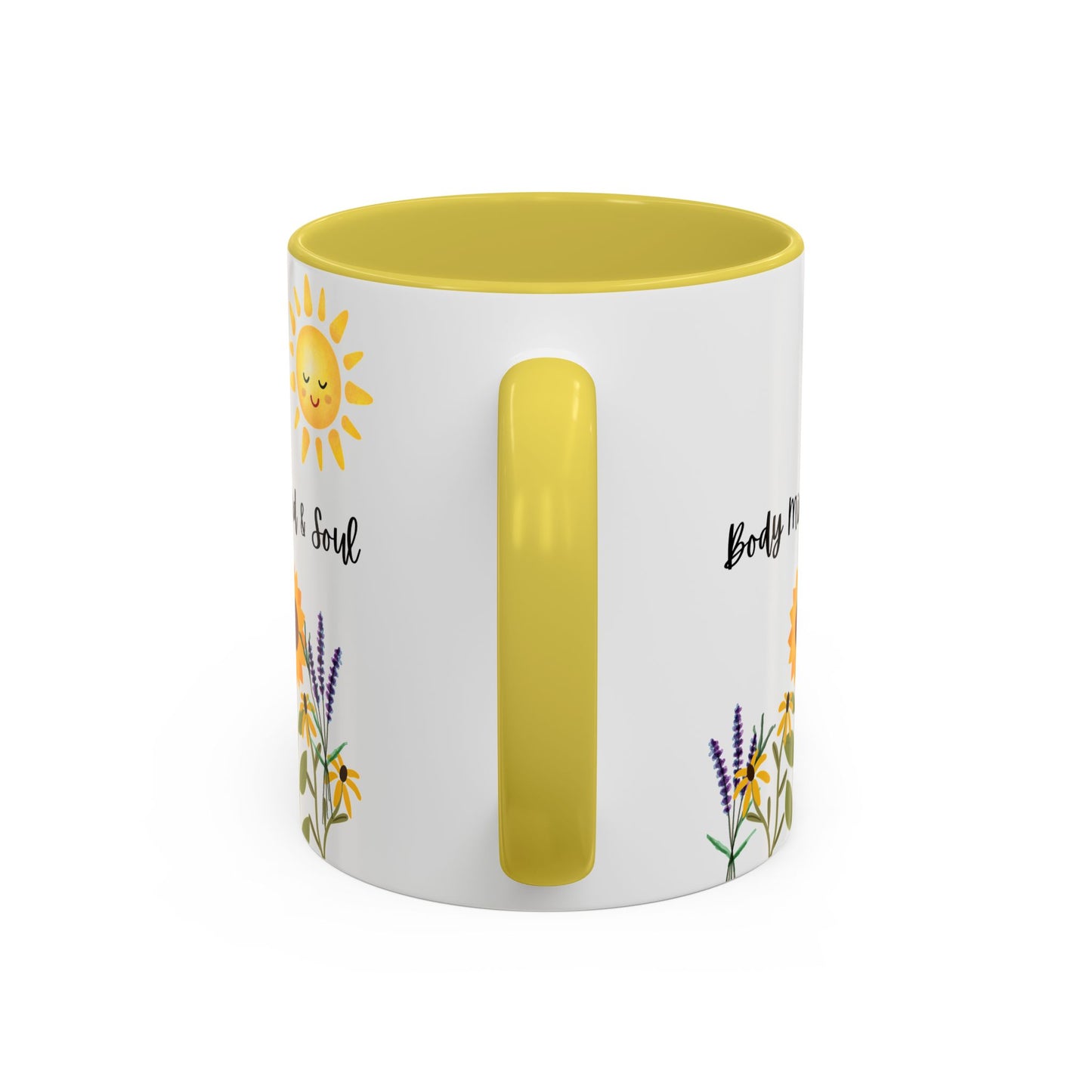 Colorful-Body Mind & Soul Sunflower Design Mug