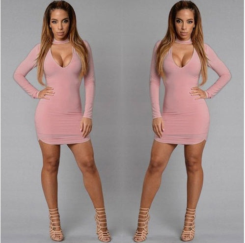 V-collar Cocktail Dress