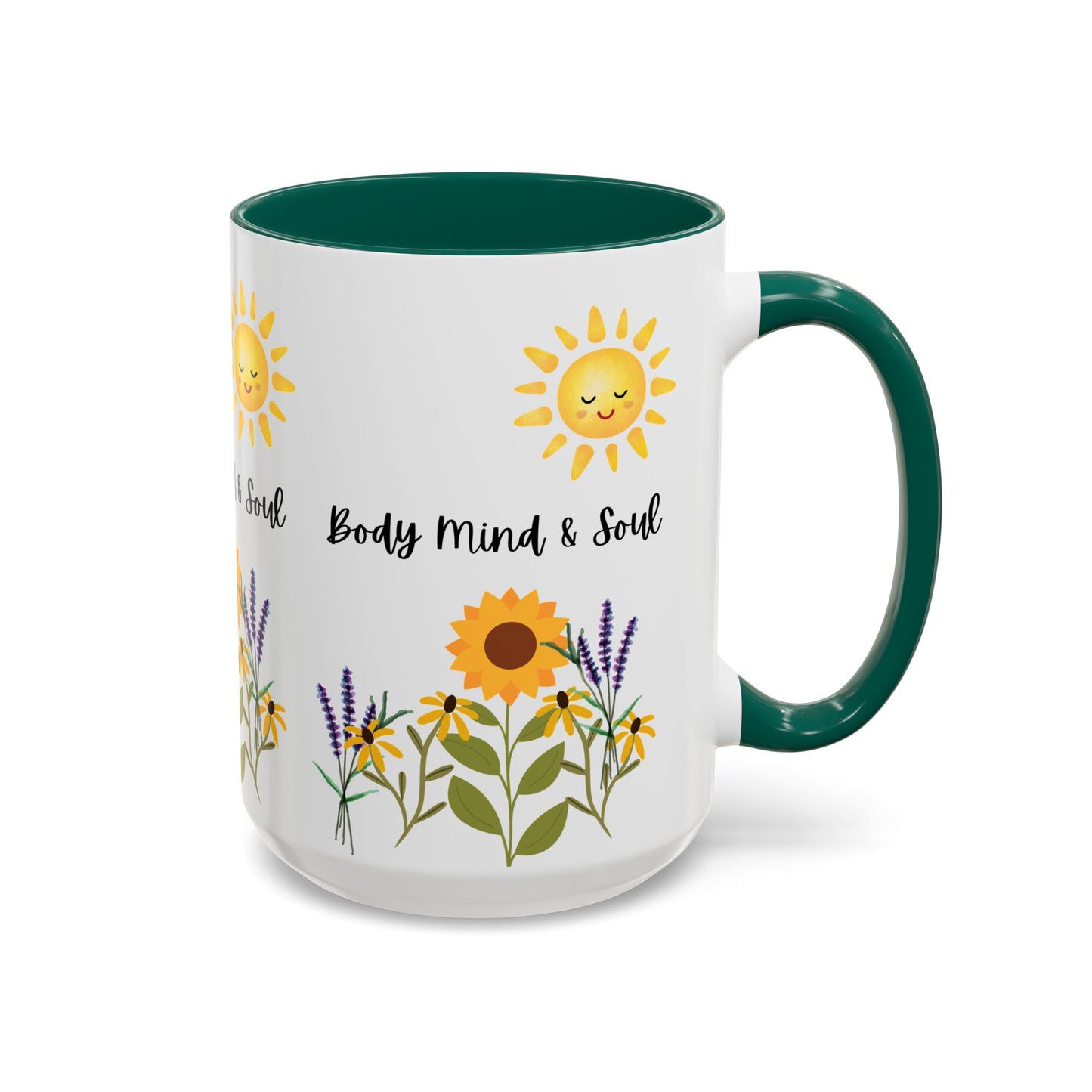 Colorful-Body Mind & Soul Sunflower Design Mug