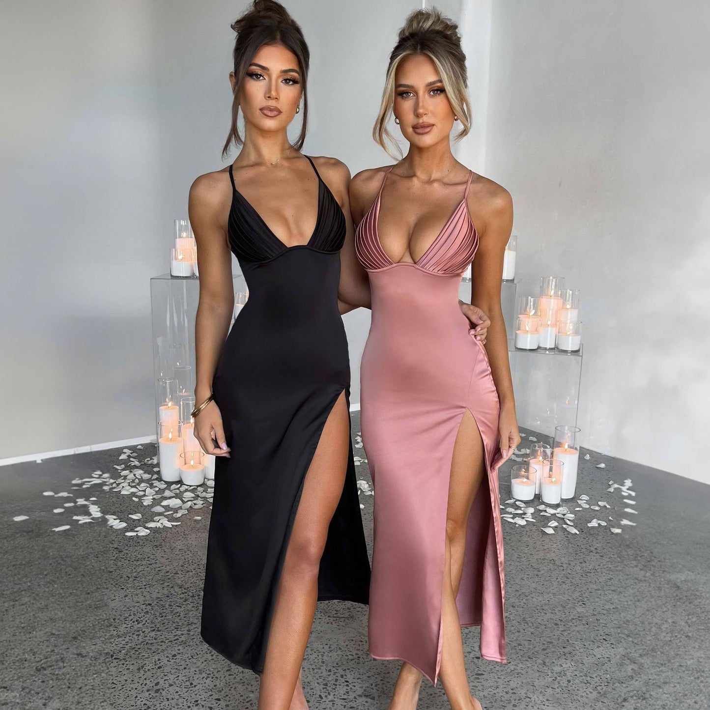 Spaghetti Strap Dress With Split