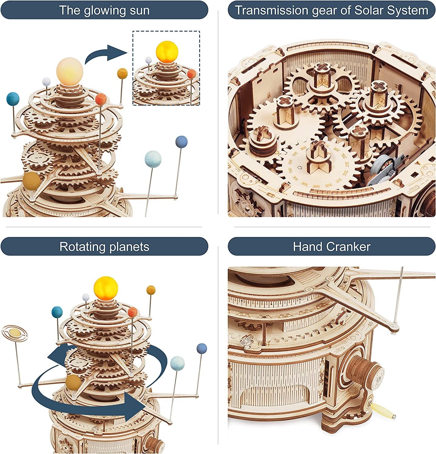 Robotime ROKR Rotatable Mechanical Orrery 3D Wooden Puzzle