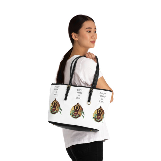 White Body Mind & Soul PU Leather Shoulder Bag