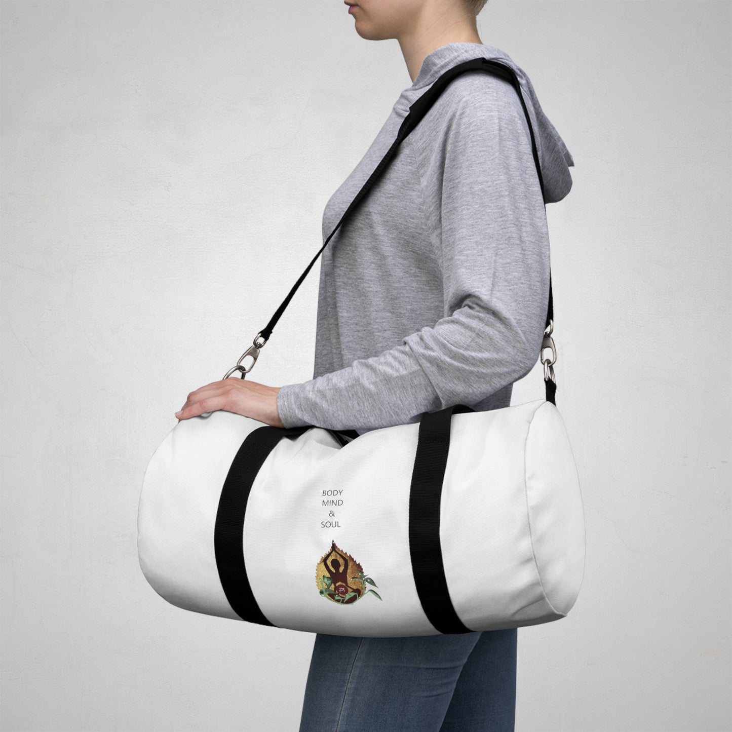 White Body Mind & Soul Duffel Bag