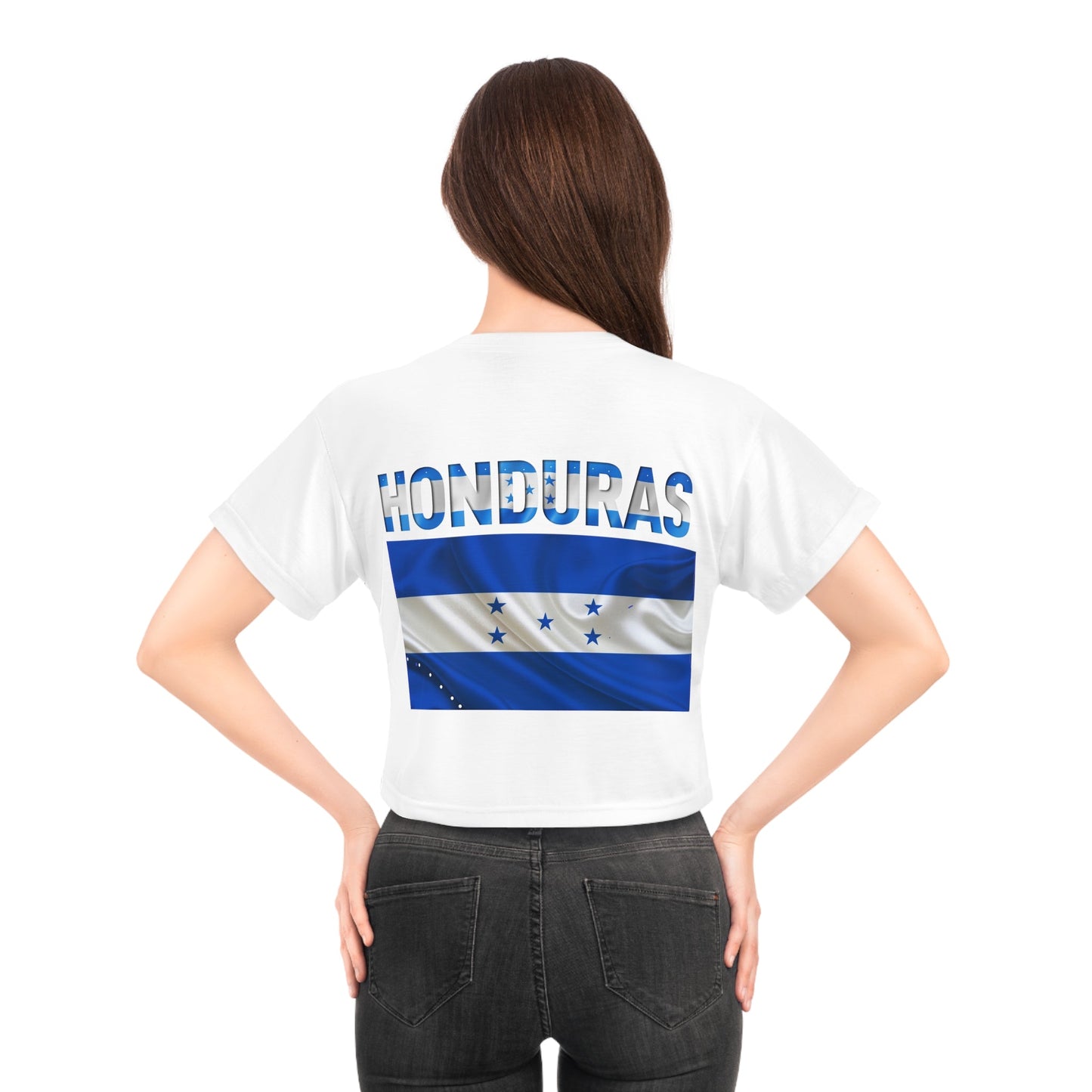 White Honduras Crop Tee (AOP)