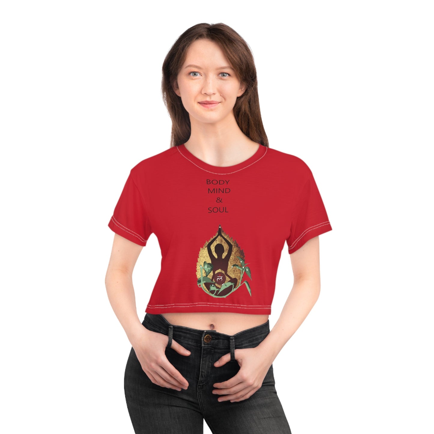 Mind Body Soul Red Crop Tee