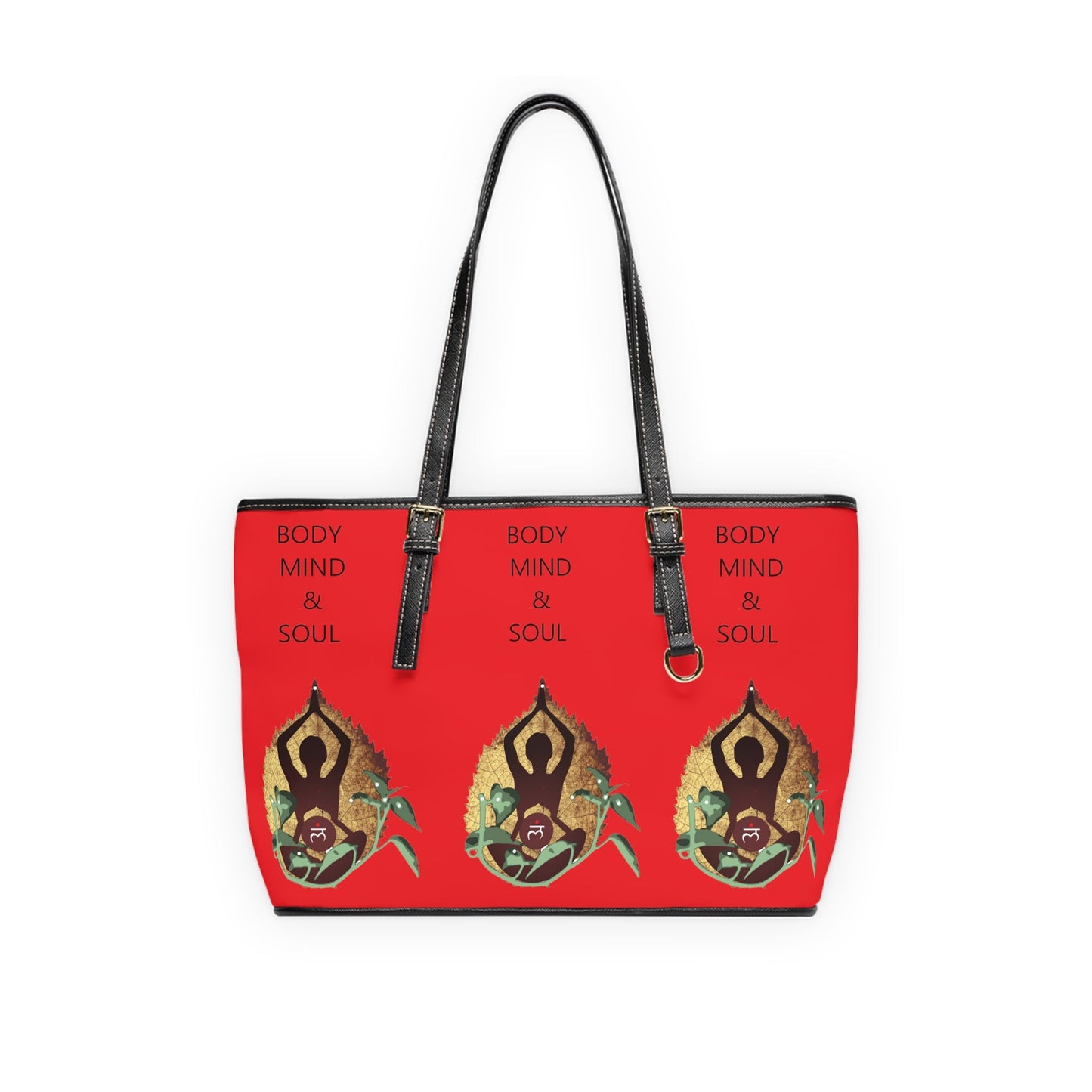 Red "Body Mind & Soul" PU Leather Shoulder Bag
