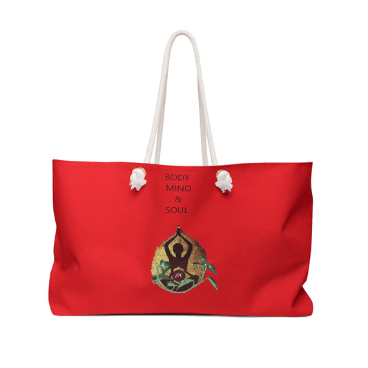 Red "Body Mind & Soul" Weekender Bag