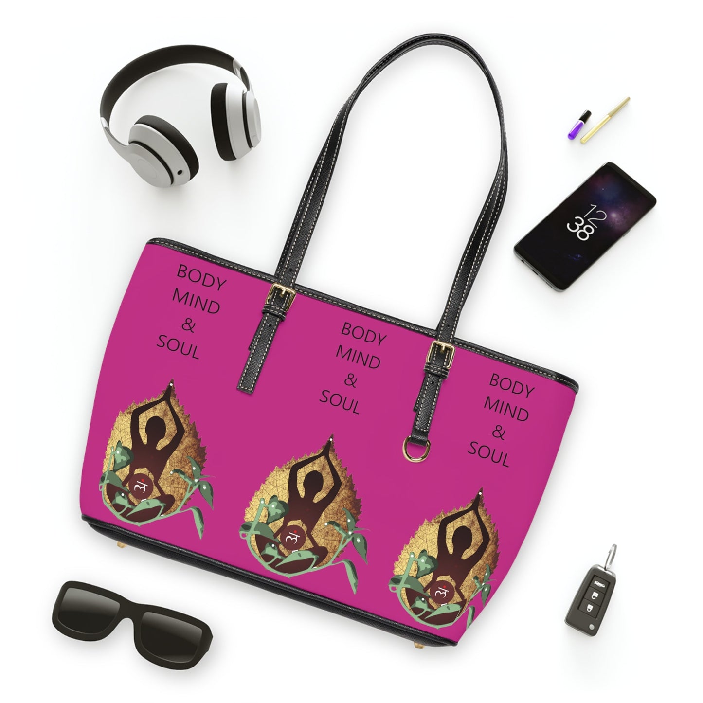 Pink PU Leather Shoulder Bag